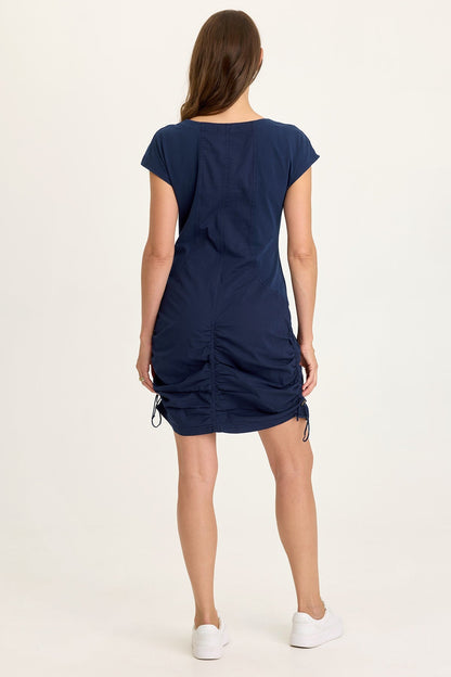 Wearables Wylda Stretch Poplin Cinchable V-Neck Short Sleeve Dress Airdale Pigment - XCVI