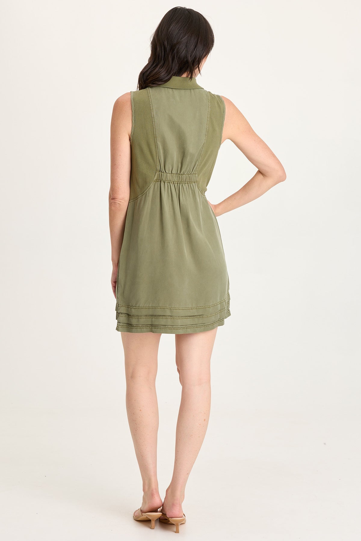 Noya Tencel Twill Kangaroo-Pocket Zip-Collar Sleeveless Dress Espalier Pigment - XCVI