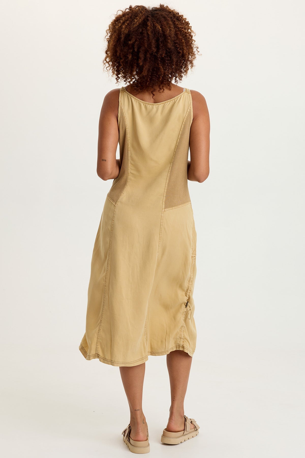 Edsel Tencel Twill Snap-Up Cinchable Sleeveless Dress Sepia Pigment - XCVI