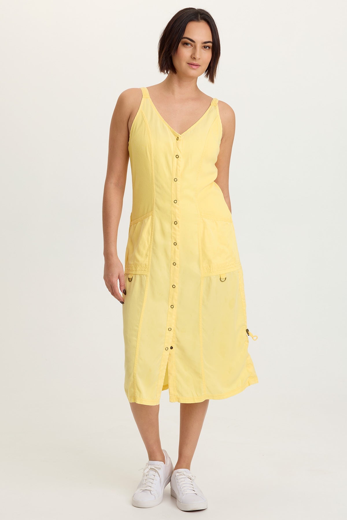 Edsel Tencel Twill Snap-Up Cinchable Sleeveless Dress Squash Blossom - XCVI