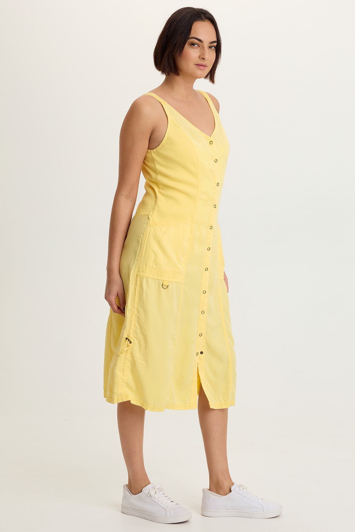 Edsel Tencel Twill Snap-Up Cinchable Sleeveless Dress Squash Blossom - XCVI