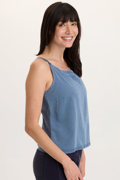 Kai Twill Scoop Neck Strappy Tank with Jersey Back Hypnotic Pigment - XCVI