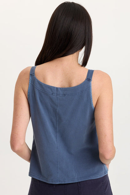 Kai Twill Scoop Neck Strappy Tank with Jersey Back Hypnotic Pigment - XCVI