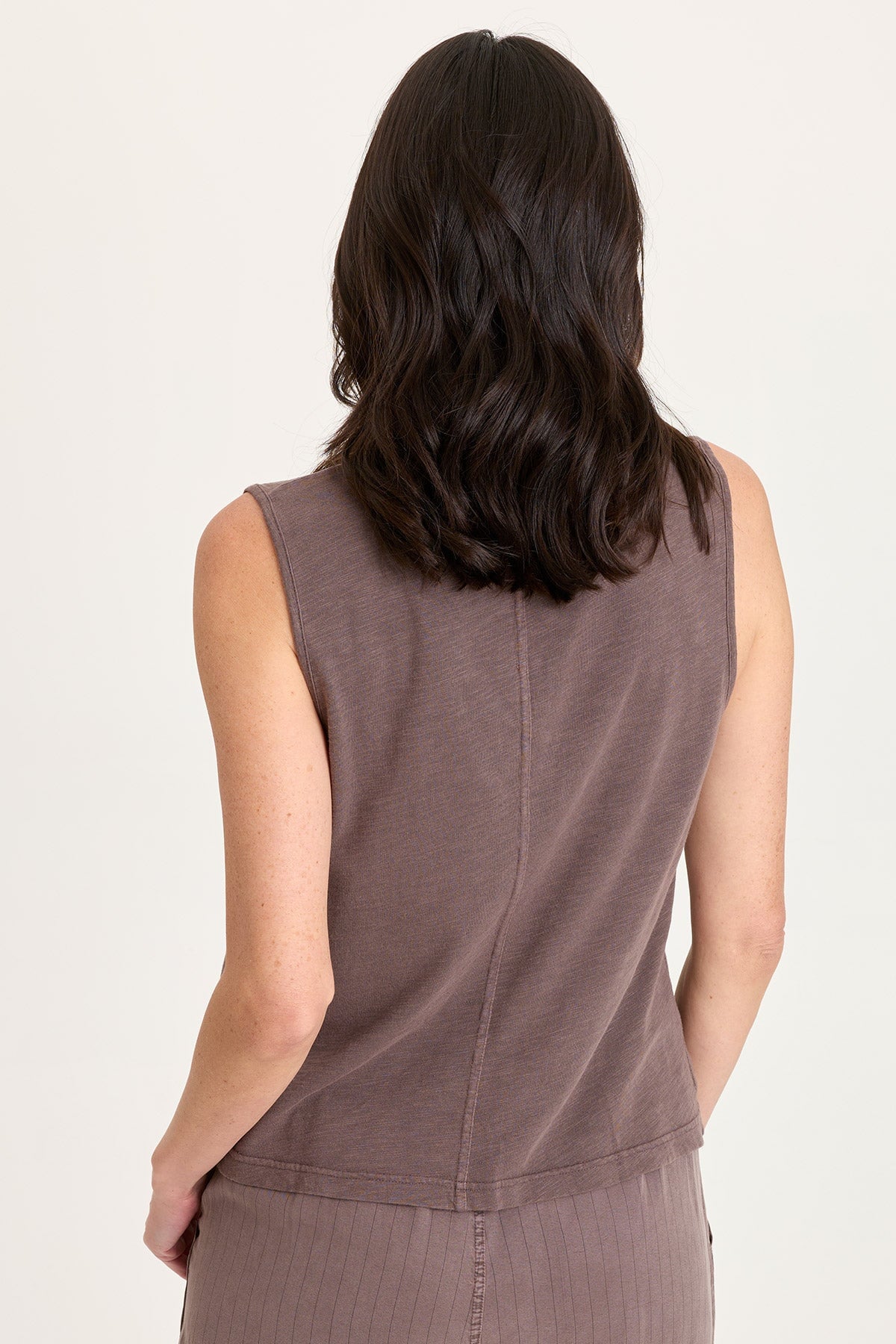 Siska Embroidered Pinstripe Twill V-Neck Tank Virtuoso Pigment - XCVI