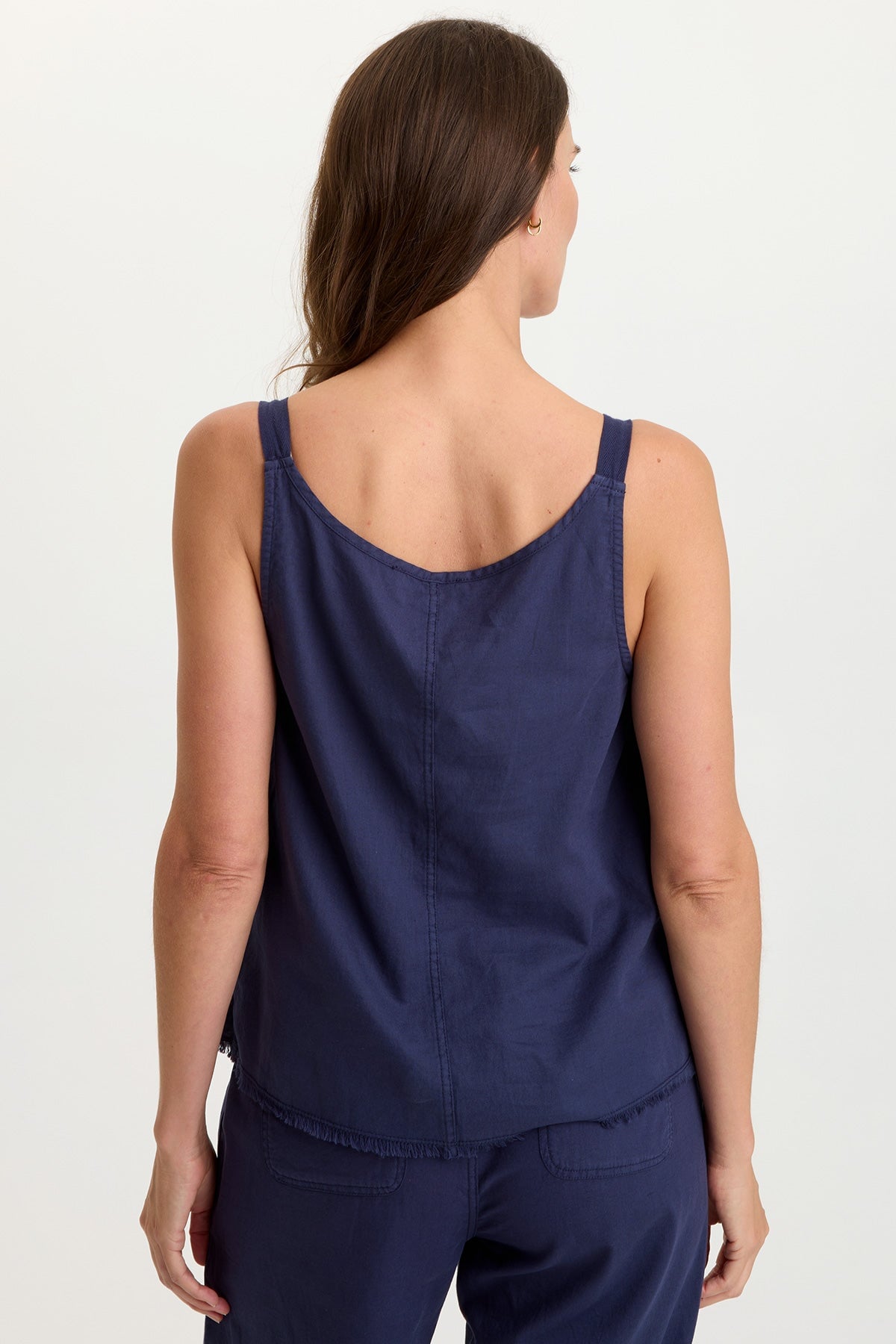 Wearables Shawnie Flowy Linen Pintuck Tank Navy - XCVI