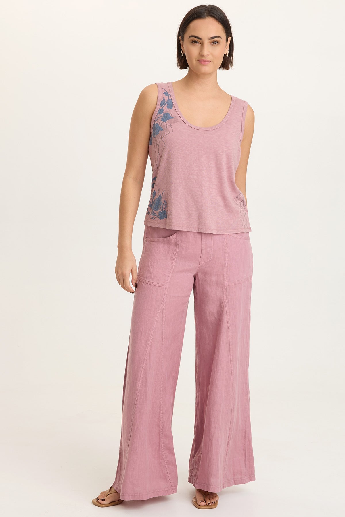 Printed Etano Cotton Modal Jersey Scoop Neck Bra-Friendly Tank Svelte - XCVI