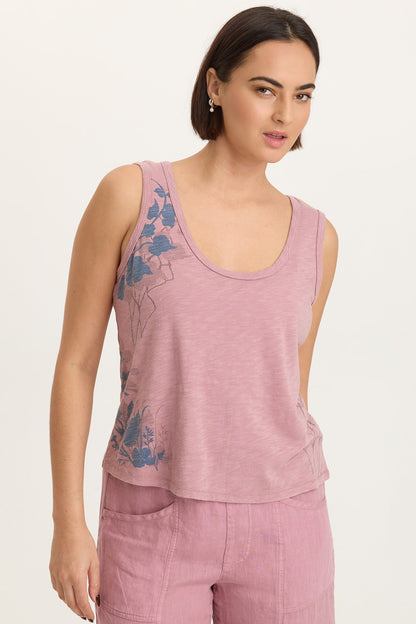 Printed Etano Cotton Modal Jersey Scoop Neck Bra-Friendly Tank Svelte - XCVI