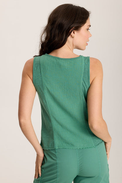 Kirkley Gauze/Jersey V-Neck Tank Feldspar - XCVI