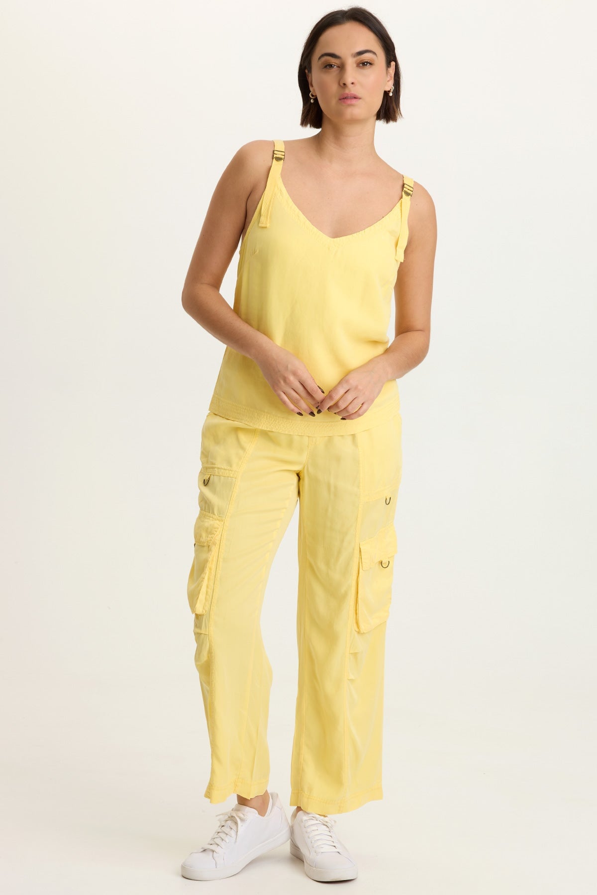 Faizon Tencel Twill Adjustable Buckle Straps Tank Squash Blossom - XCVI