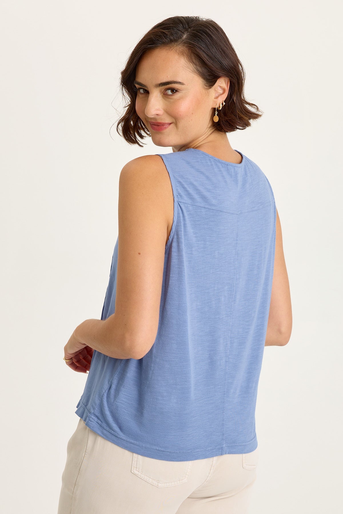 Wearables Jerilene Voile Pintuck Crew Neck Tank with Jersey Back Shasta Lake - XCVI