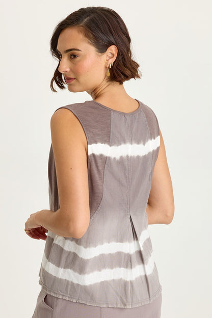 Wearables Mazie Linen/Jersey V-Neck Tank Caravel Wash Neutral - XCVI
