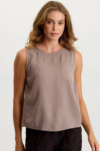 Massimo Twill + Jersey Essential Wide-Neck Tank Poppy Seed - XCVI