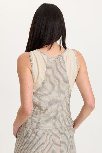 Aria Waffle Weave Bra-Friendly Sporty Tank Whitecap Pigment - XCVI
