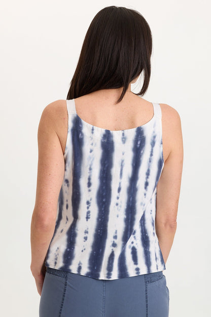 Kai Twill Scoop Neck Strappy Tank with Jersey Back Pelagic Wash - XCVI
