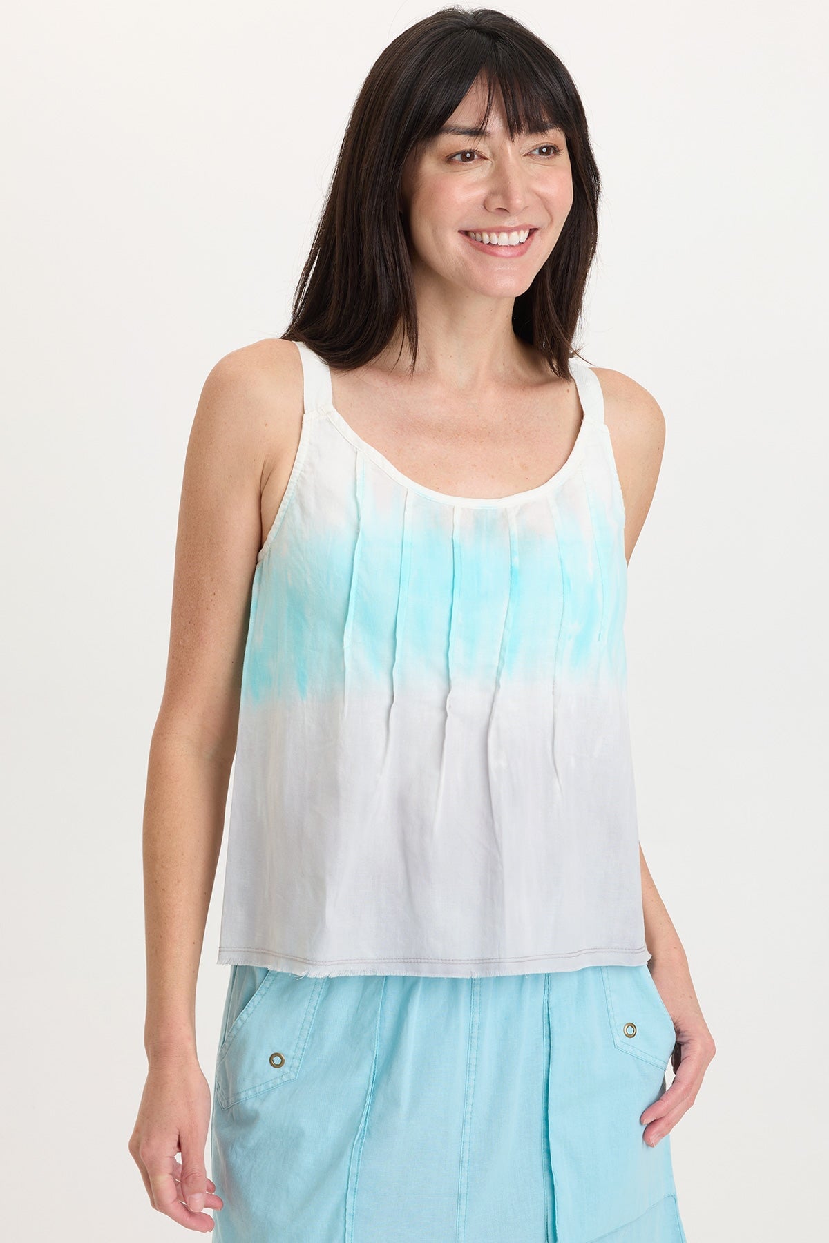 Wearables Shawnie Flowy Linen Pintuck Tank Paradox Wash Mermaid - XCVI