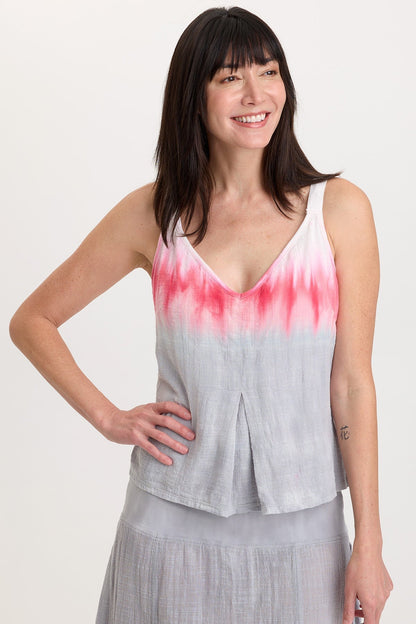 Wearables Cotton Gauze/Jersey Box Pleat Front Strap Tank Paradox Wash Magma - XCVI