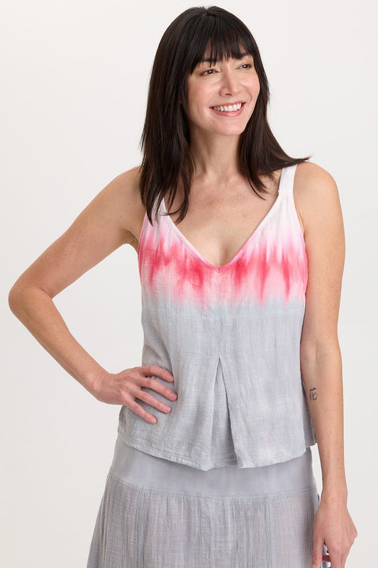 Wearables Cotton Gauze/Jersey Box Pleat Front Strap Tank Paradox Wash Magma - XCVI