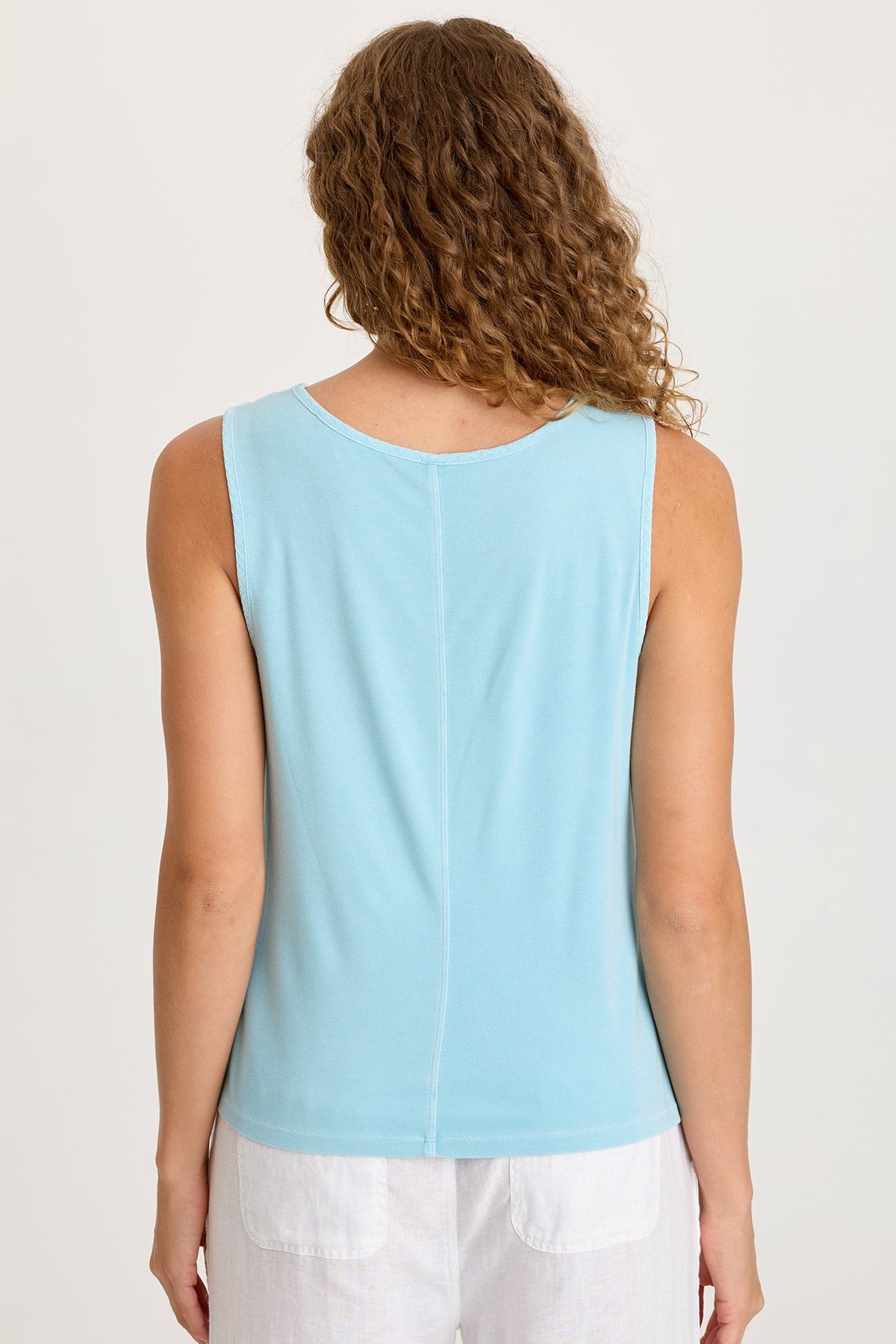 Timo Crepe Smocked Neckline Sleeveless Top Mermaid Tail Pigment - XCVI