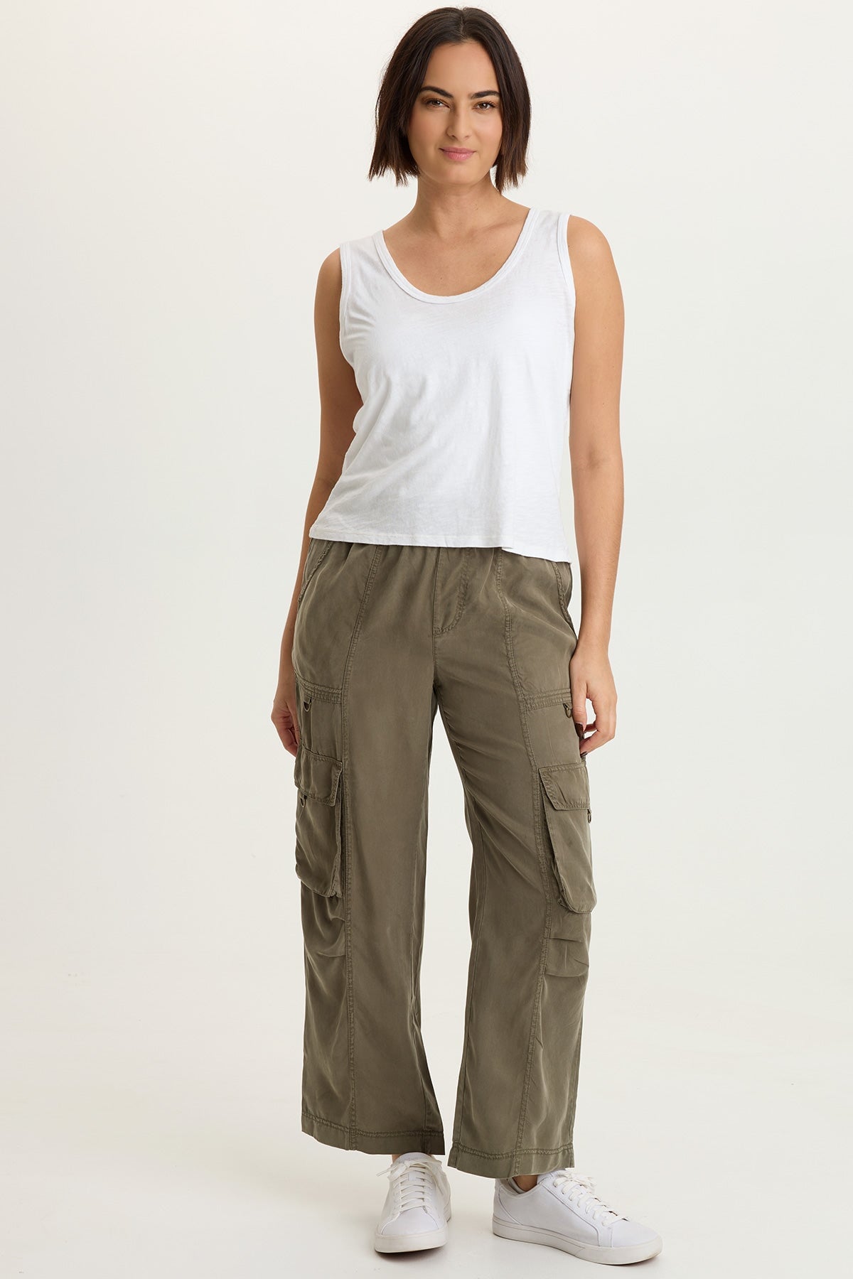 Etano Cotton Modal Jersey Scoop Neck Bra-Friendly Tank White - XCVI