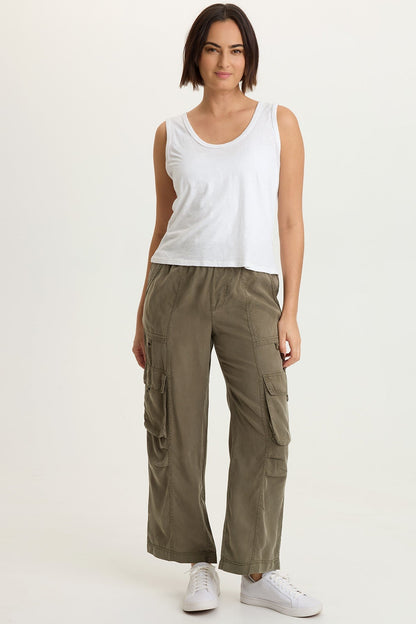 Etano Cotton Modal Jersey Scoop Neck Bra-Friendly Tank White - XCVI