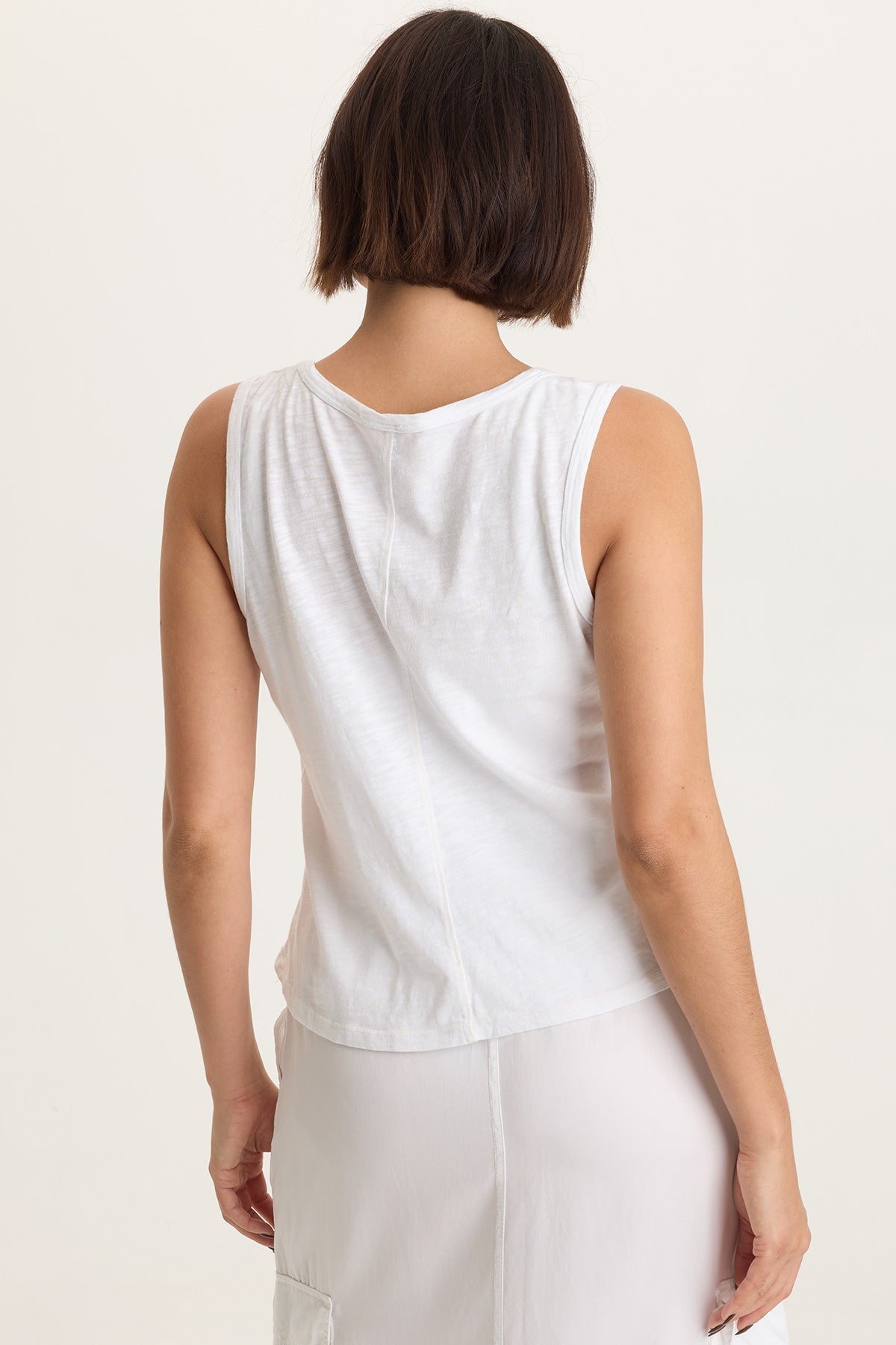 Etano Cotton Modal Jersey Scoop Neck Bra-Friendly Tank White - XCVI