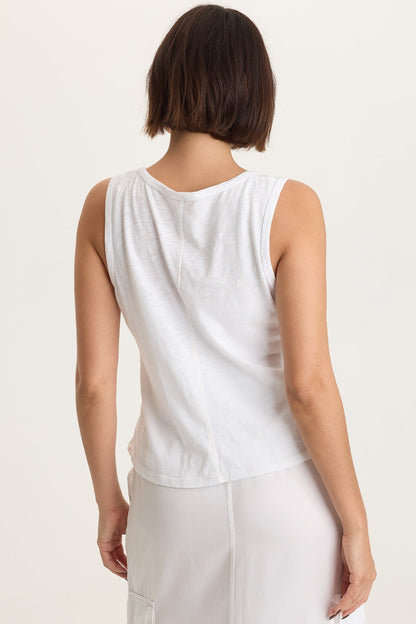Etano Cotton Modal Jersey Scoop Neck Bra-Friendly Tank White - XCVI