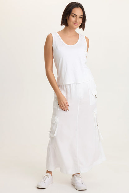 Etano Cotton Modal Jersey Scoop Neck Bra-Friendly Tank White - XCVI