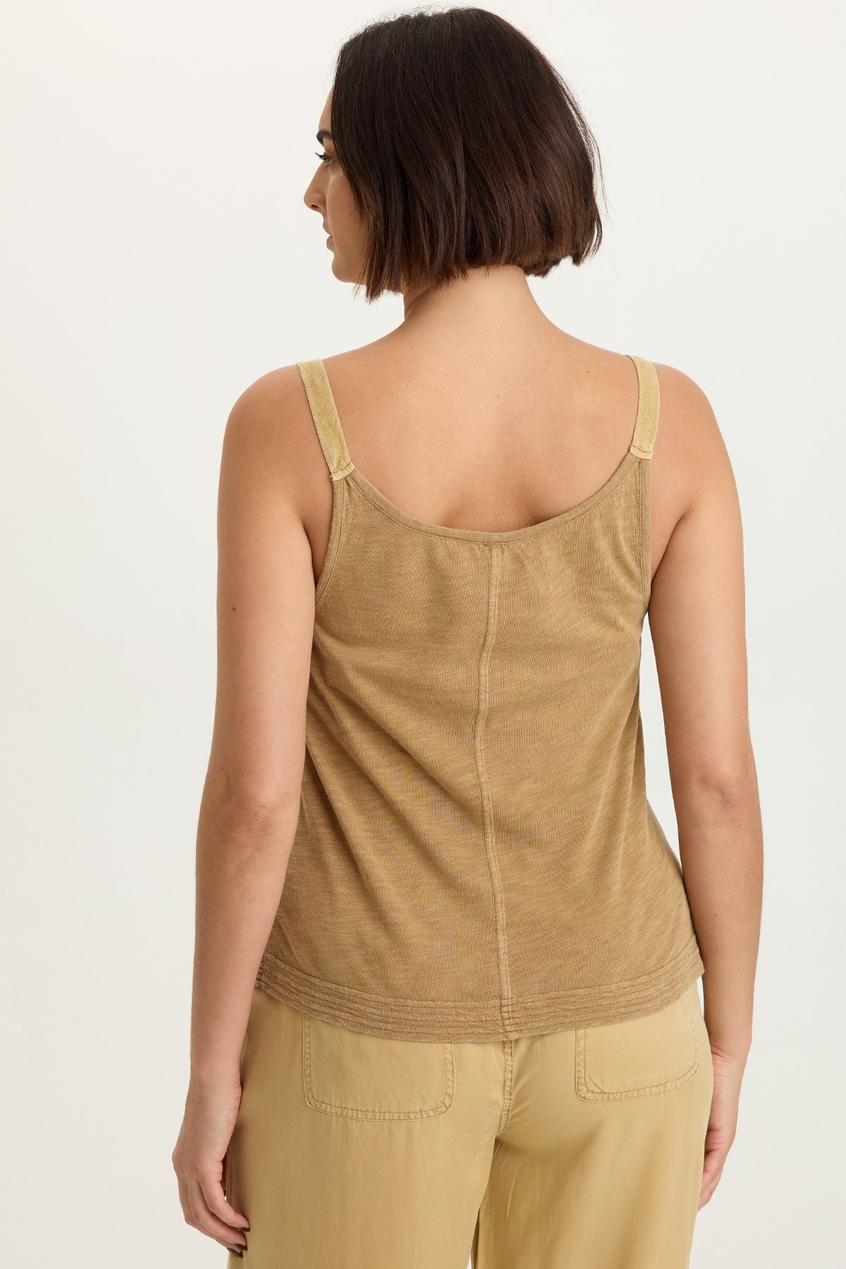 Embroidered Faizon Tencel Twill Adjustable Buckle Straps Tank Sepia Pigment - XCVI