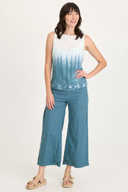 Timo Crepe Smocked Neckline Sleeveless Top Paradox Wash Sea Port - XCVI