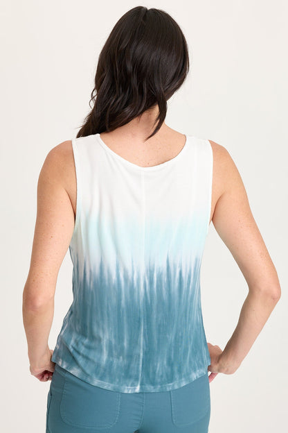 Timo Crepe Smocked Neckline Sleeveless Top Paradox Wash Sea Port - XCVI
