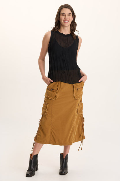 Idonia Micro-Pleat Crinkle Tank Black - XCVI