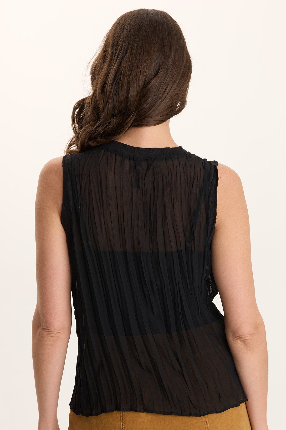 Idonia Micro-Pleat Crinkle Tank Black - XCVI