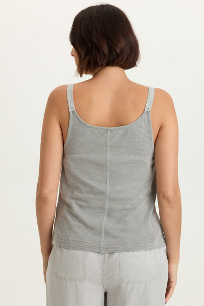 Embroidered Faizon Tencel Twill Adjustable Buckle Straps Tank Masterpiece Pigment - XCVI