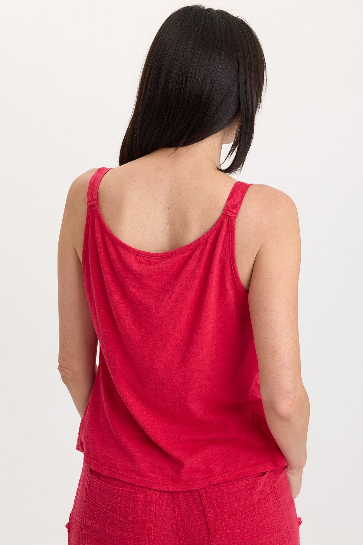 Wearables Cotton Gauze/Jersey Box Pleat Front Strap Tank San Marzano Pigment - XCVI