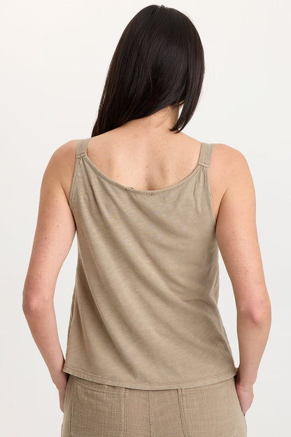 Wearables Cotton Gauze/Jersey Box Pleat Front Strap Tank Roadside Pigment - XCVI