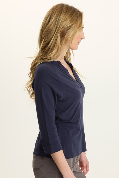 Wearables Angelo Stretch Jersey V-Neck Navy - XCVI