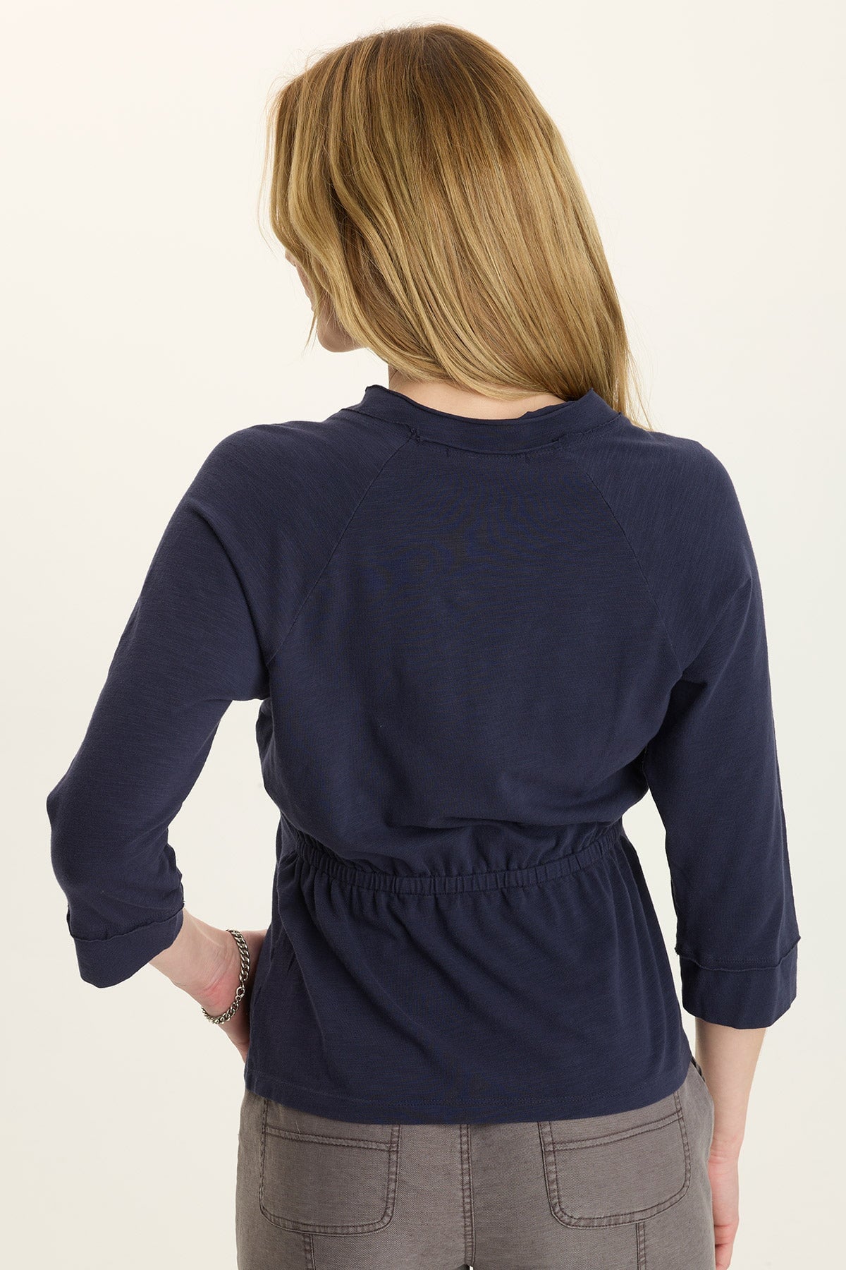 Wearables Angelo Stretch Jersey V-Neck Navy - XCVI