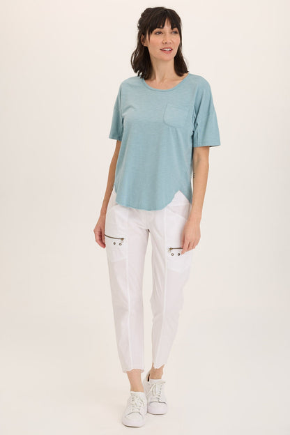 Wearables Duvall Oversize Soft Jersey Curved Hem Pocket Tee Ocean Front - XCVI