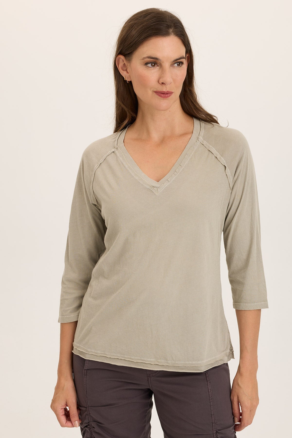 Wearables Maven Soft Jersey 3/4-Sleeve V-Neck Tee Ripple Pigment - XCVI