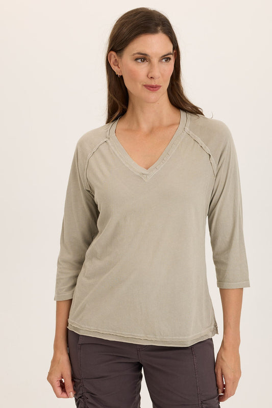Wearables Maven Soft Jersey 3/4-Sleeve V-Neck Tee Ripple Pigment - XCVI
