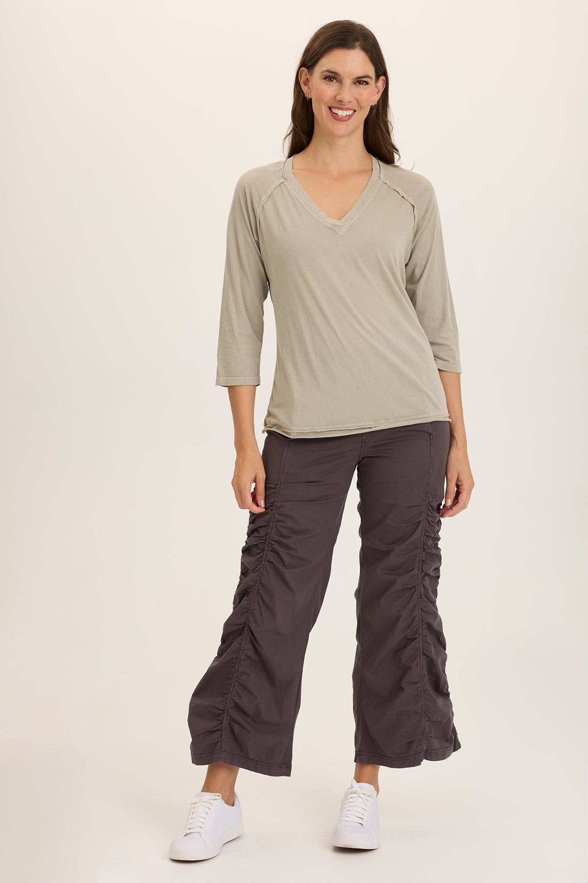 Wearables Maven Soft Jersey 3/4-Sleeve V-Neck Tee Ripple Pigment - XCVI