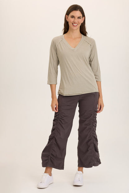 Wearables Maven Soft Jersey 3/4-Sleeve V-Neck Tee Ripple Pigment - XCVI