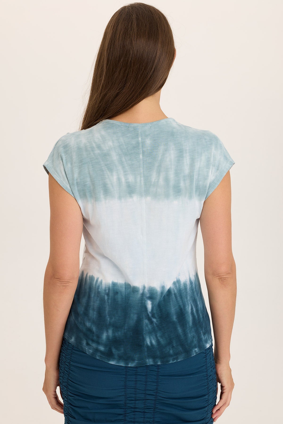 Wearables Arwen Slub Jersey Mock Neck Tee Tricolor Ombre Abyss - XCVI