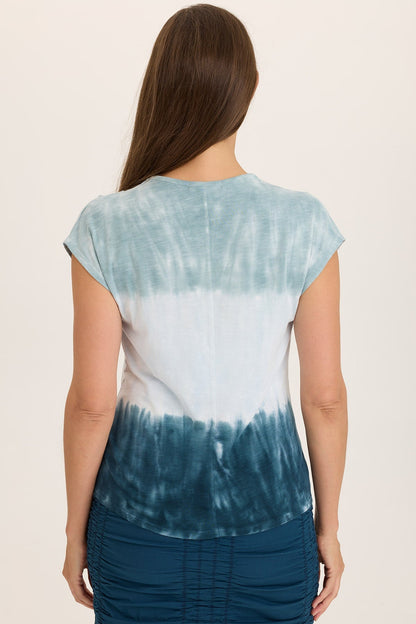 Wearables Arwen Slub Jersey Mock Neck Tee Tricolor Ombre Abyss - XCVI