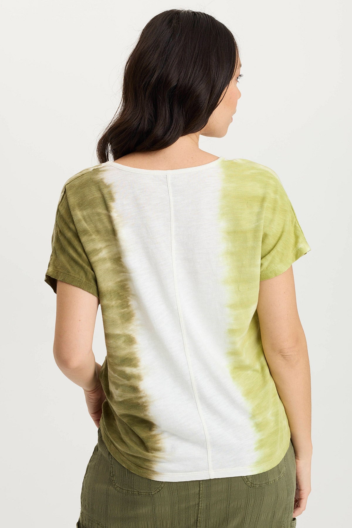 Ulysses Twill + Jersey Relaxed Oversized V-Neck Top Aerial Wash Vinyard - XCVI