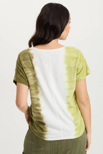 Ulysses Twill + Jersey Relaxed Oversized V-Neck Top Aerial Wash Vinyard - XCVI