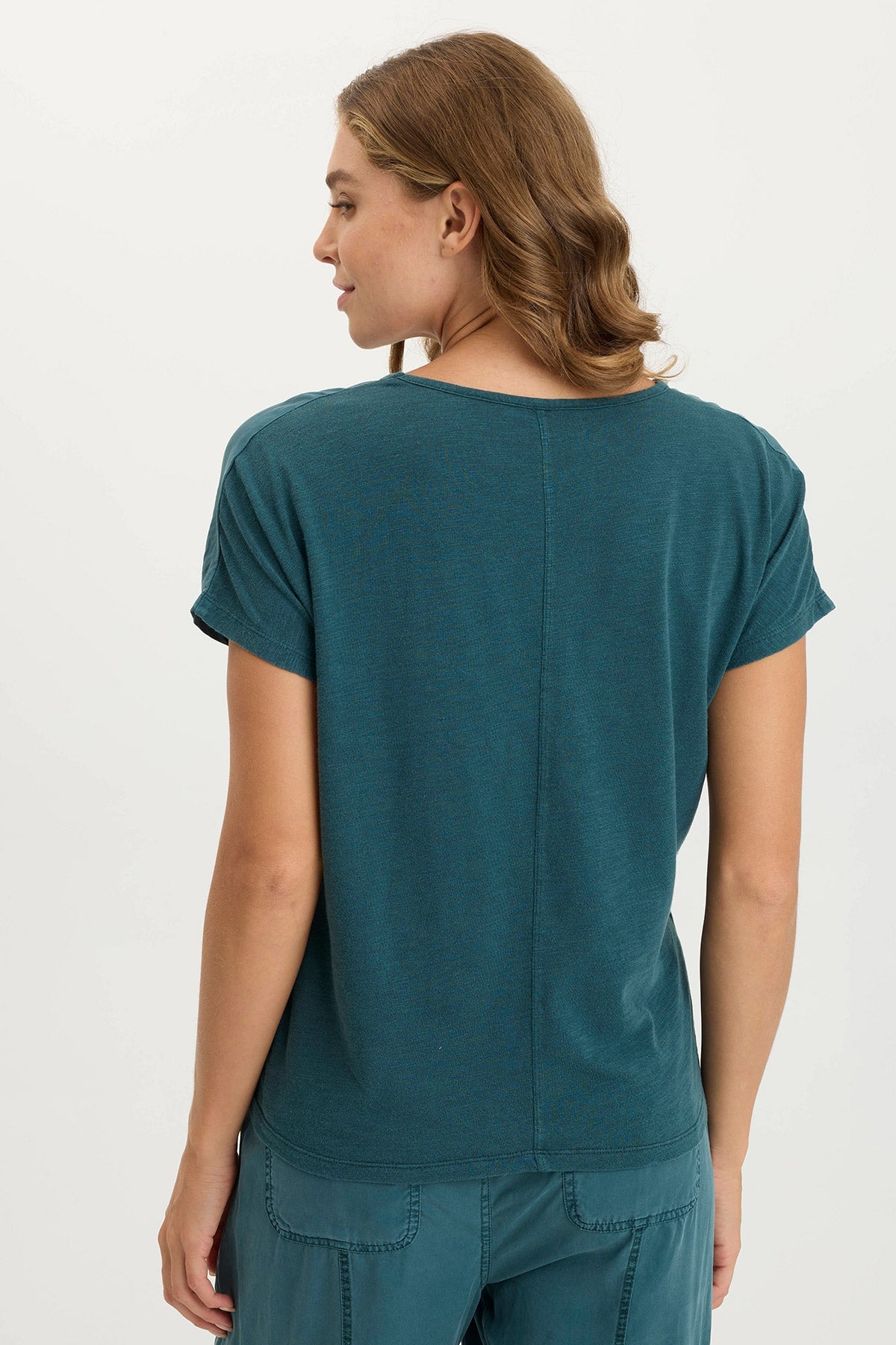 Ulysses Twill + Jersey Relaxed Oversized V-Neck Top Tideworn Pigment - XCVI