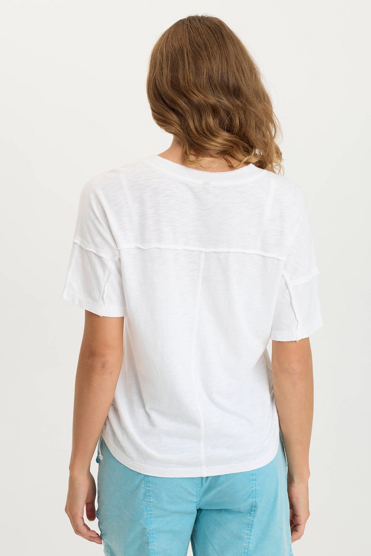 Siwa Split-Collar Stretch Jersey Tee White - XCVI