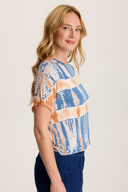 Valensi Soft Jersey Banded Sleeve Tee semi-crop boxy stretch fit with crew neck in Karma Wash Obverse Karma Wash Obverse - XCVI