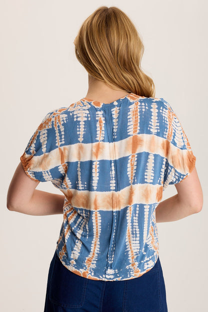 Valensi Soft Jersey Banded Sleeve Tee semi-crop boxy stretch fit with crew neck in Karma Wash Obverse Karma Wash Obverse - XCVI